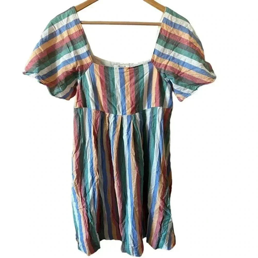 Madewell Festival Stripe Square Neck Mini Dress